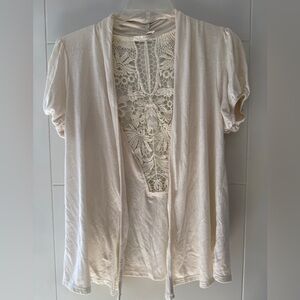 Charlotte Russe Cream Lace Detail Blouse